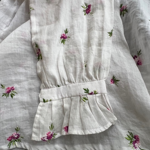 Isabel Marant Floral Rose Embroidered Blouse, Size 38/M-L, Ramie Cotton, Ruffle - Picture 9 of 14